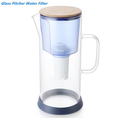 China 3.5L Drinking Water Filtration 3.5L Alkaline Water Filter Jug Large-Sample Glass Decanter Drinking Water Purifier Alkaline Jug With Handle for sale