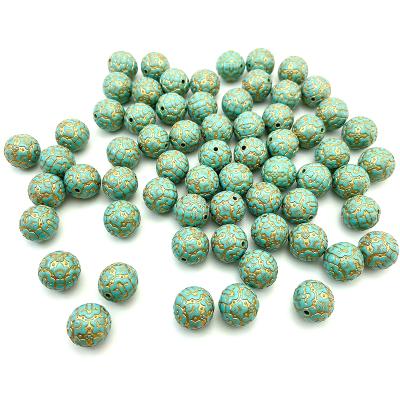 China 325Pcs/bag Faux 14mm Acrylic Round Beads Retro Turquoise Plastic Beads For Jewelry Making Clothes Shoes Decoration Accessories for sale