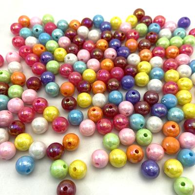 China Factory Wholesale AB Color Plastic Plating Colorful Round Beads AB Acrylic Loose Beads For Jewelry Making Accessories Decorative Beads for sale