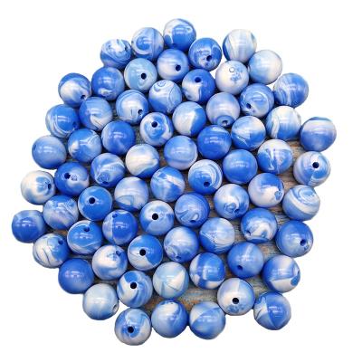 China Factory Wholesale Plastic Faux Stone Blue Faux Agate Kyanite Apatite Stone Beads Acrylic Loose Round Beads For Jewelry Making for sale