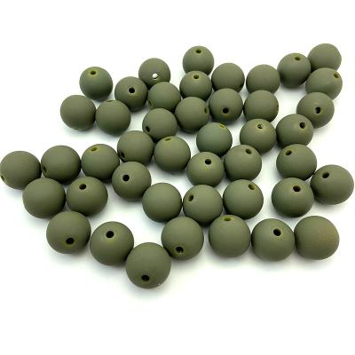 China Beautiful Factory Wholesale Plastic Dark Green Rubber Spray Beads Acrylic Round Loose Beads For Diy Jewelry Making Bracelet Accessories for sale