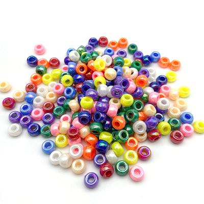 China Jewelry Making Wholesale 6*9MM 2066Pcs/bag Solid AB Color Plating Pony Beads Plastic Big Large Hole Beads For Jewelry Making Diy Toy for sale