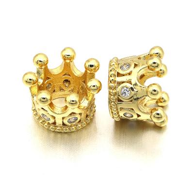 China Jewelry Making Imperial Crown Spacer Charm Beads Accessories Wholesale Gold Filled Micro Pave CZ Cubic Zirconia Copper Jewelry Making Brass T/T for sale