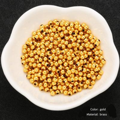 China High Quality Nickel Free 14K Gold Plated Round Beads Jewelry Accessories Copper Gold Filled Bead for sale