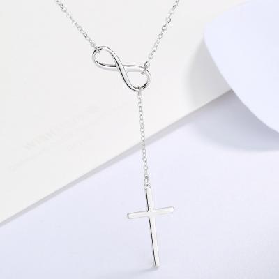 China Direct Sales Sterling Silver Pendant Charm Fashion 8 Character Factory Female Simple Cross Pendant Classic TRENDY Necklace for sale