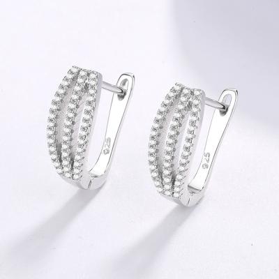 China Hot Selling White Gold U-shaped Stud Earrings Zircon Vintage Fashion 925 Ear Female Ear Studs With Same Paragraph for sale