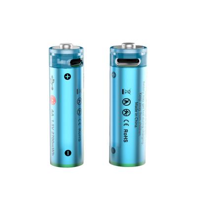 China 2022 New Trends 1.5V 2700mWh 1800mAh Type-C Charging Double A Lithium Ion Batteries Micro USB for sale