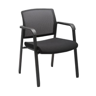 China Rotating Mesh Back Stacking Arm Chairs with Fabric Upholstered Seat and Office School Church Guest Reception Ergonomic Lumber Support for sale