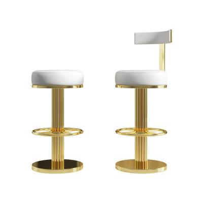 China Luxury Glad Height Bar Chairs Standsilla Bar Stools baBarstool Fashion Sale Microfiber Gold Frame Super Comfortable Metal Leather Gold for sale