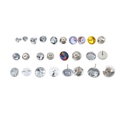 China Plastic Sofa Nails Thumb Tack Cushion Button Diamond Shaped Clear Crystal Glass Hat Fashion Furniture Accessories Upholstery Nails for sale