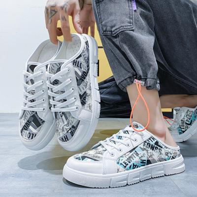 China Wholesale Stylish Mens Canvas Casual Printed Shoes Sweat-absorbent Half Shoes for sale