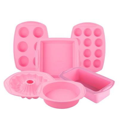 China Reusable Kitchen Food Grade Rose Silicone Mold Set Cake Mold Bakeware Sets Silicone Baking Molds for sale