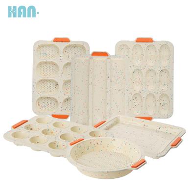 China Food Grade Pan Silicone Bakeware Viable Non-Stick Baking Pan Set 6 Piece Silicon Cake Mold Sets for sale