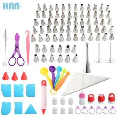 China Viable Cake Tool Kit Cake Decorating Tip Set 100PCS Stainless Steel Russian Nozzles Cake Icing Piping Tips Set for sale