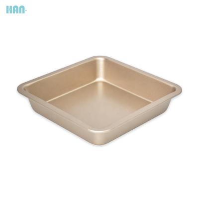 China Sustainable New Arrival Carbon Steel Square Cake Pan Non Stick Rose Gold Bakeware Cake Pan Baking Tray Pan for sale