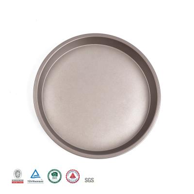 China Sustainable Carbon Steel Cake Pan Non-Stick Round Cake Baking Pan Tray Deep Dish Pizza Pan Alloy 10inch for sale