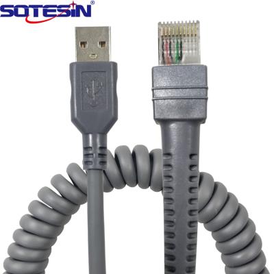 China LS2208 COMPUTER Spiral USB To RJ45 Extend Cord 3M For Barcode Scanner Ls2208ap Ls1203 Ls4208 Ls4278 Ds6707 Ds6708 Scanner Cable for sale