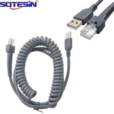 China POS Factory Price OEM 5m Usb To Rj45 Coiled Retractable Cable 1D 2D Qr Code For Motorola For Symbol 2208 Barcode Scanner Usb Cable for sale