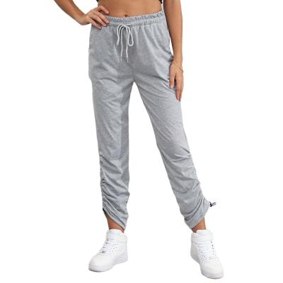 China 2021 autumn European and American casual home women's straight-leg sports pants lace-up pants loose and comfortable for sale