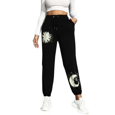 China Loose/Fashion Star-and-Moon Pattern Ladies Sports Jogger Elastic Waist Pants Ladies High Panty for sale