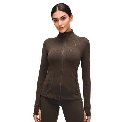 China Breathable Fitness Running Jacket Long Sleeve Zipper Design Yoga Tops Plus Size Yoga Zipper Coat For Women for sale