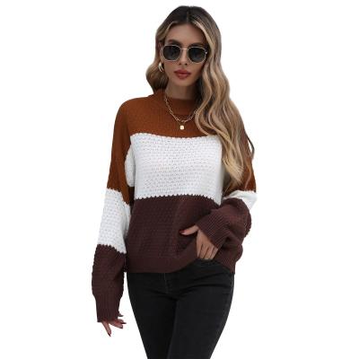 China Fashion Trends Ladies Loose Knitted Sweater Striped Ladies Gossip Sweater Latest Ladies Sweater for sale