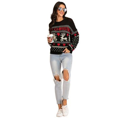 China Keep warm round neck 2021 autumn European and American casual plus size long sleeve base knitted Christmas sweater women for sale