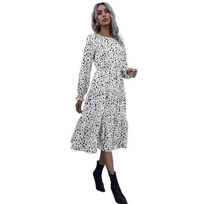 China Elegant Autumn Leopard Print Dresses Women Casual/Sexy Autumn Dress for sale