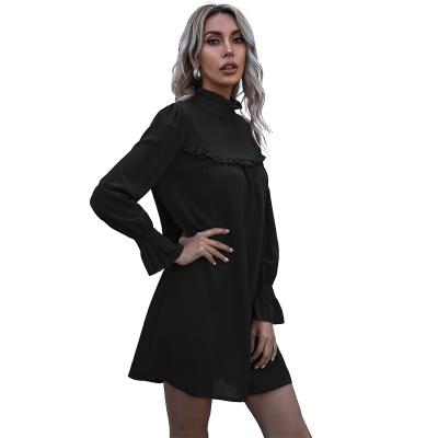 China Women Casual Dress High Neck Office Women Casual/Sexy Women's Solid Color Dresses for sale