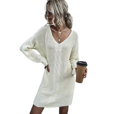 China European and American knitted women's long twist sweater dress casual autumn 2021/sexy long for sale