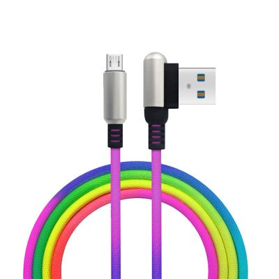 China Colorful High Speed ​​90 Degree Elbow Factory Data Transfer USB Charging Cable For iPhone Charger USB C Data Cable Micro USB Cable for sale