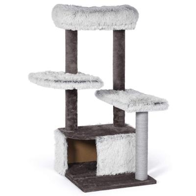 China Viable Designer Frosty Shag Fur Winter Calming Cat Climbing Tree With Pad High Quality Clear Cute Fabric From YangyangPet for sale