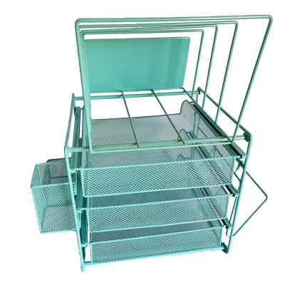 China Wholesale Easy Assembly Manufacturers Blue A4 Metal Folder Frame Magazine Matching Rack Can Be Stacked Folder Matching Storage Basket for sale