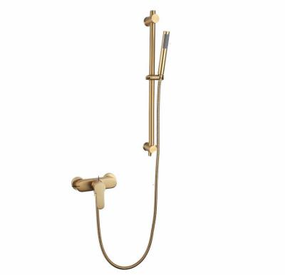 China With Adjustable Diverter Slide Bar Bathroom Hand Shower Head Set Brushed Gold Color for sale