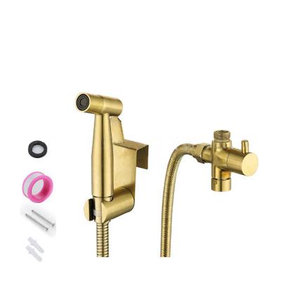 China Sefl-Cleaning Toilet Bidet Spray Shattaf Brushed Gold Bidet Kit for sale