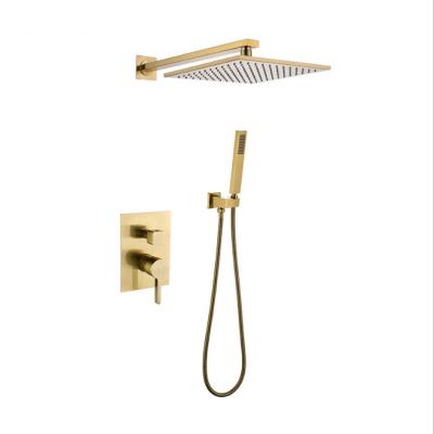 China With Switch Hot Sale Gold Brushed Hotel Bathroom Shower System for sale