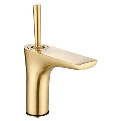 China Sense Faucets New Design Bathroom Deck Mounted Brushed Gold Basin Faucet for sale