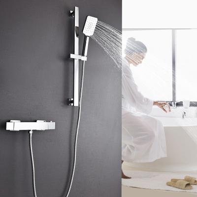 China Sliding Bar Bathroom Shower Rail Stainless Steel Chrome Free Plated Bathroom Shower Set for sale