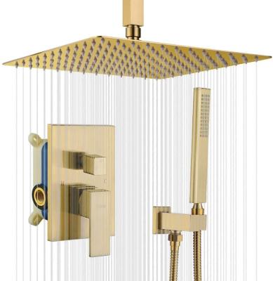 China With Sliding Bar Brushed Gold Shower Set Luxury Mixer Shower Bathroom Rain Combo Set for sale