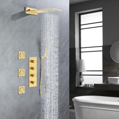 China With Modern Diverter Gold Rainfall Shower Set Brass Shower System for sale