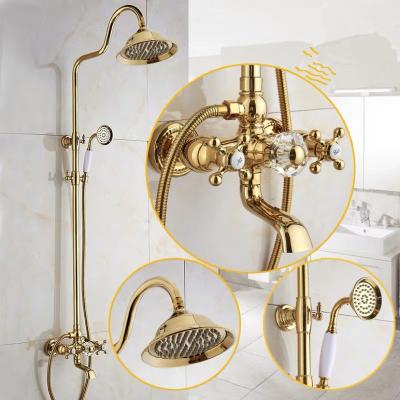 China With Triple Mounting System Shower Diverter Wall Mount Function Gold Bathroom Shower Combo Set Set for sale