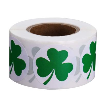 China Waterproof Customized High Quality Self Adhesive Celtic Label Roll Paper Clover Label Sticker for sale