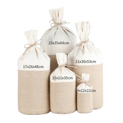 China OEM Recyclable Customized Drawstring Bag Cotton Canvas Drawstring Wine Bag Printed Canvas Rice Bag for sale