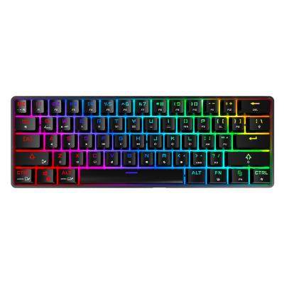 China Dropshipping 61 Keys Programmable Gaming Mechanical Keyboard Wired/BT Wired Keyboard RGB Backlit No for sale