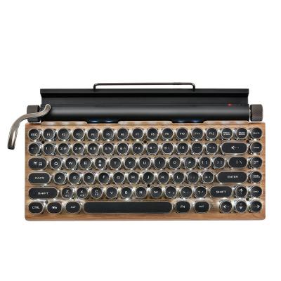 China 83 Keys Retro Wood Circle Radio Punk BT 5.0 RGB Backlit Mechanical Keyboard for Cell Phone Tablet Laptop Not for sale