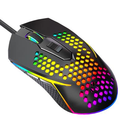 China Gaming Honeycomb Cavity Design Wired Mouse Ergonomic Macro Programming RGB Gaming Mouse With 6 Speed ​​DPI for sale