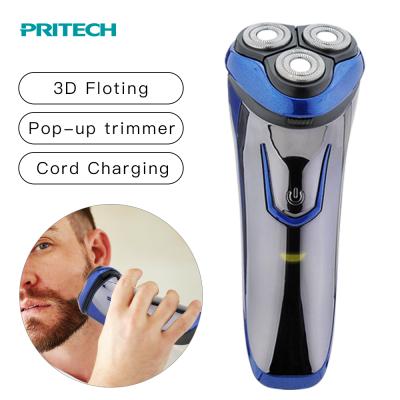 China Triple Blade Pritech Triple Heads Individually Floating Blade Razor Men Rechargeable Shaver for sale