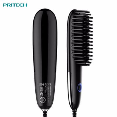 China PRITECH Ceramic Coating Men Mini Portable Hair Straightener Outdoor High Quality Brush with Coating Combs for sale