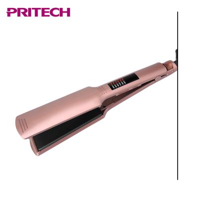 China PRITECH Outdoor Custom Flat Iron Private Label LED Display Ceramic Coated Professional Hair Straightener for sale