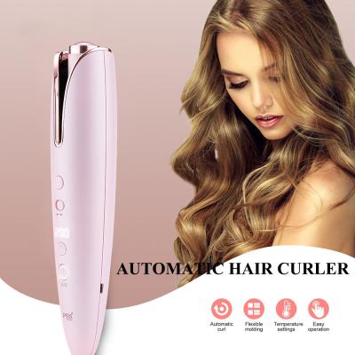 China 2021 Pritech Auto Curling LCD Show Infrared Function USB Rechargeable Wireless Smart Automatic Hair Curler for sale